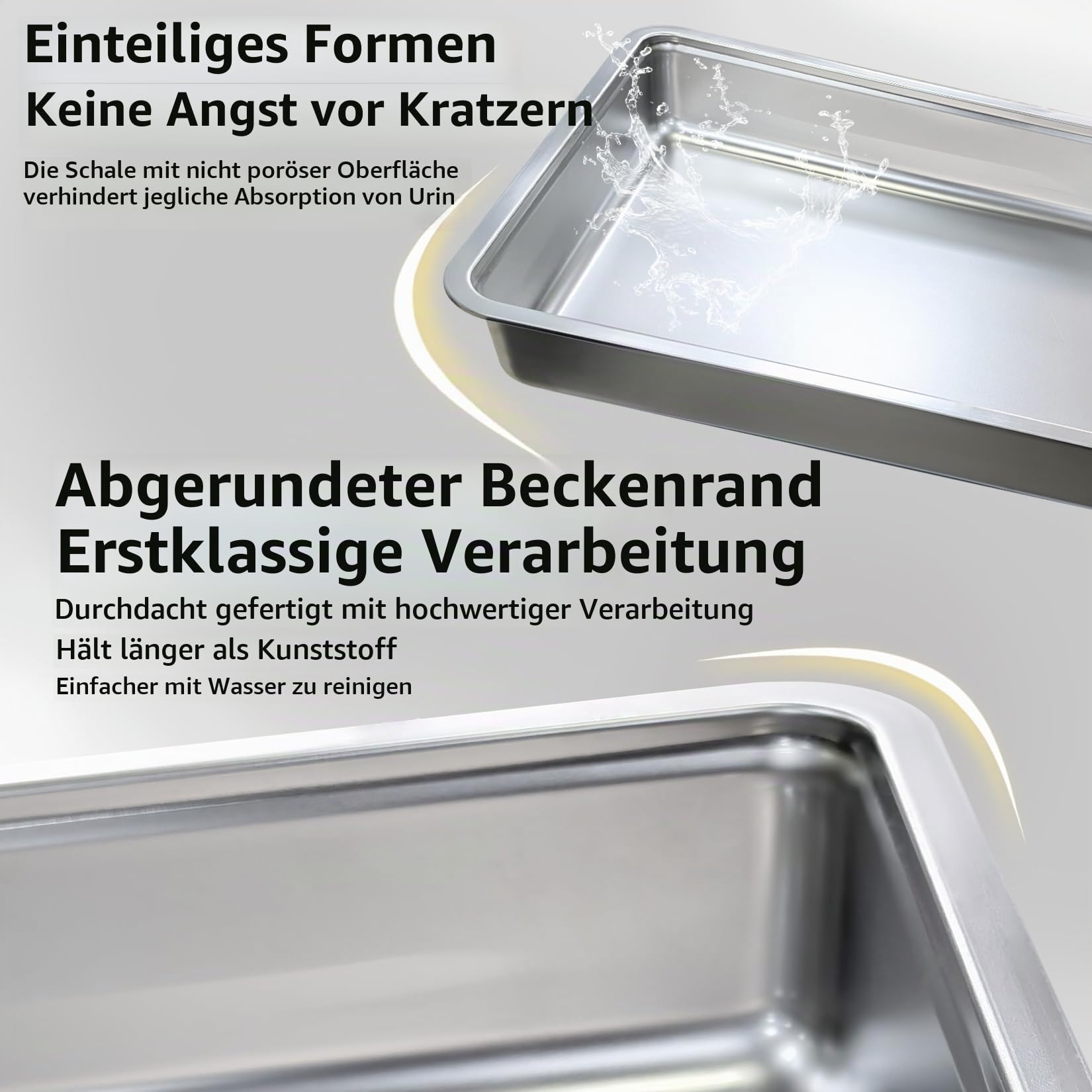 BingoPaw Katzenklo Edelstahl mit Deckel: Katzentoilette ausziehbares Edelstahl Tablett und Katzenklo Schaufel, Katzenklo Oben/Vorne Einstieg, XXL Katzentoilette geschlossen geräumig, Leicht Reinigen