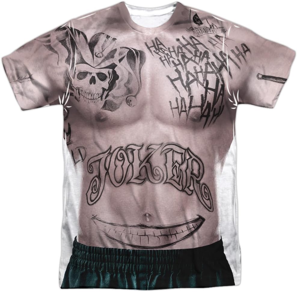 Suicide Squad- Joker Tattoo Costume Tee (Front/Back) T-Shirt Size XXL