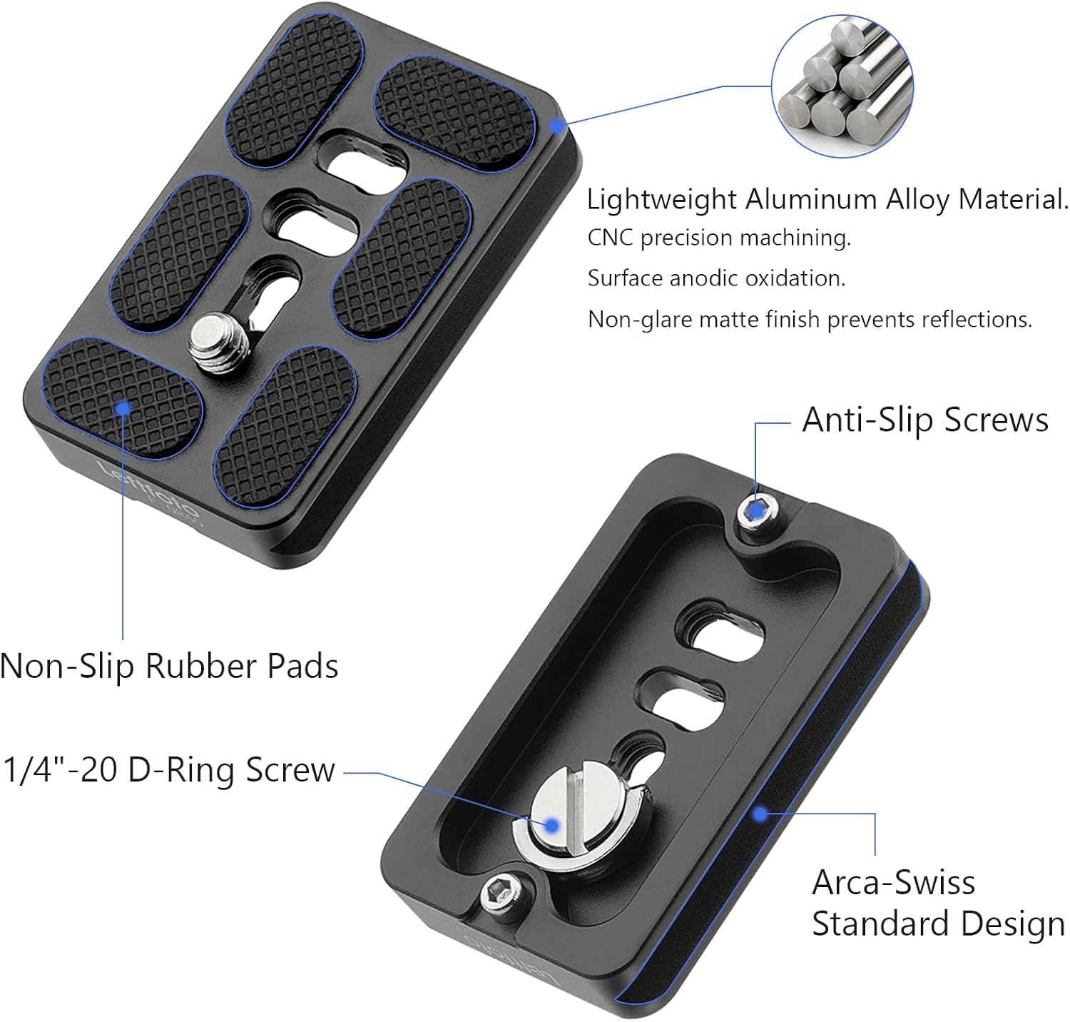 Leftfoto 60mm Universal Camera Quick Release Plate Metal Small QR Tripod Camera Body Mount Plate Fits Arca Swiss Standard Clamp for DSLR Camera Tripod Ballhead - Image 2