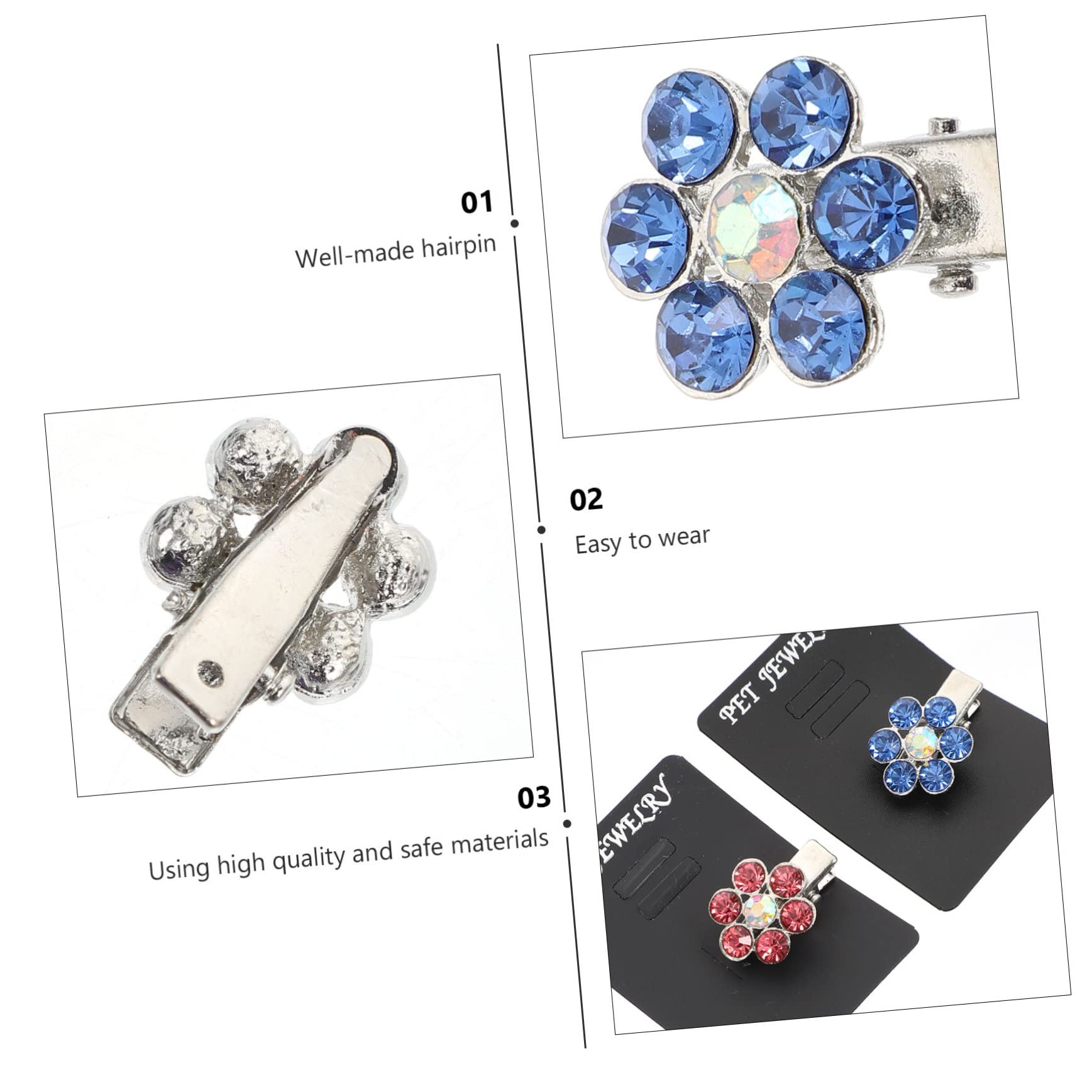 BESPORTBLE 6pezzi Fermagli Decorativi per Cani Accessori Eleganti con Testa di Cane Cristallo per Mantenere Ordine Pelo del Tuo Animale Domestico Disponibili