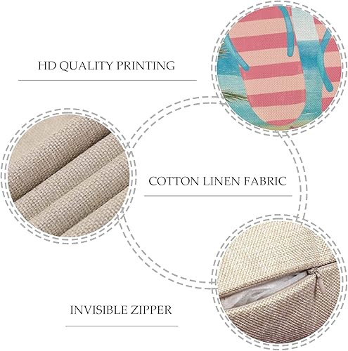 Miniatura 5 de Gulidi Funda de almohada de verano rosa playa de 18 x 18 pulgadas, funda de cojín lumbar cuadrada, decoración de la casa para verano, sala de estar,