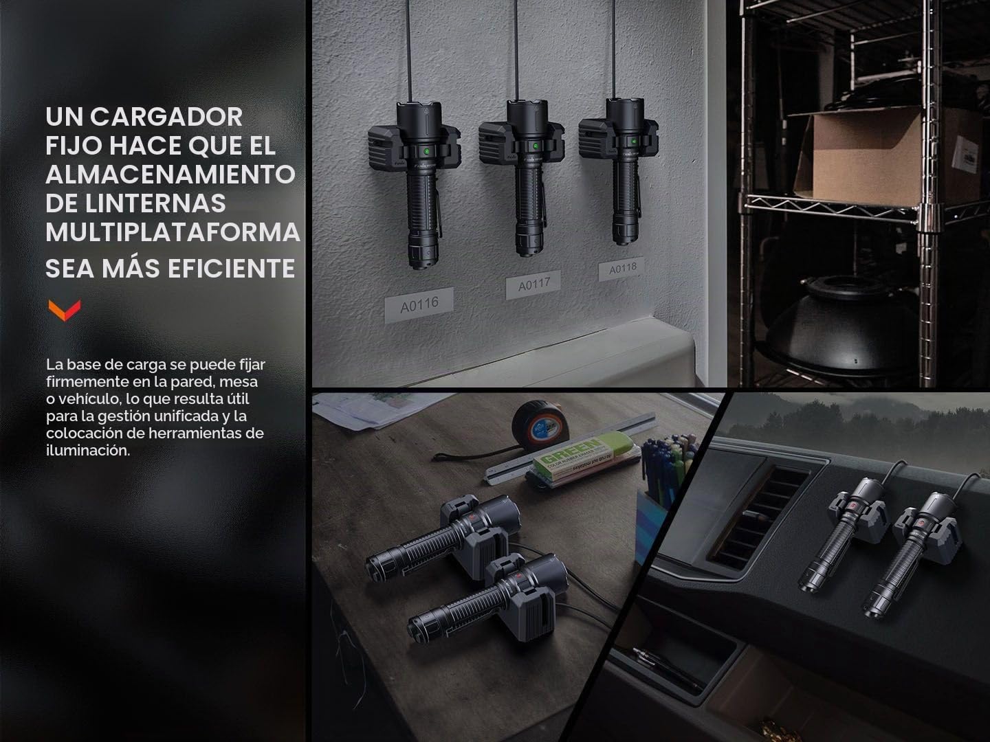 FENIX WF26R - Linterna de trabajo recargable con soporte de carga | 3000 lúmenes | 450 m | 44 horas máximo | 21700 funciona con batería | Carga magnética | IP68