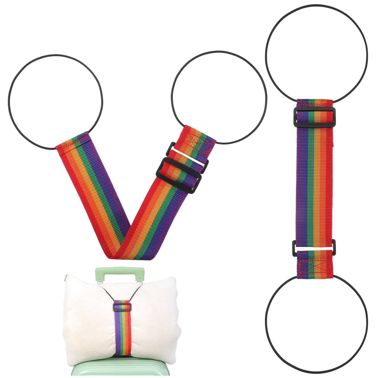 2 Pcs Elastic Suitcase Belt, Luggage Straps,Adjustable Travel Carry Strap, Add a Bag Bungees, Elastic Wrap Belts, Travel Accessories for Bag to Suitcase Handle (Multicolor)