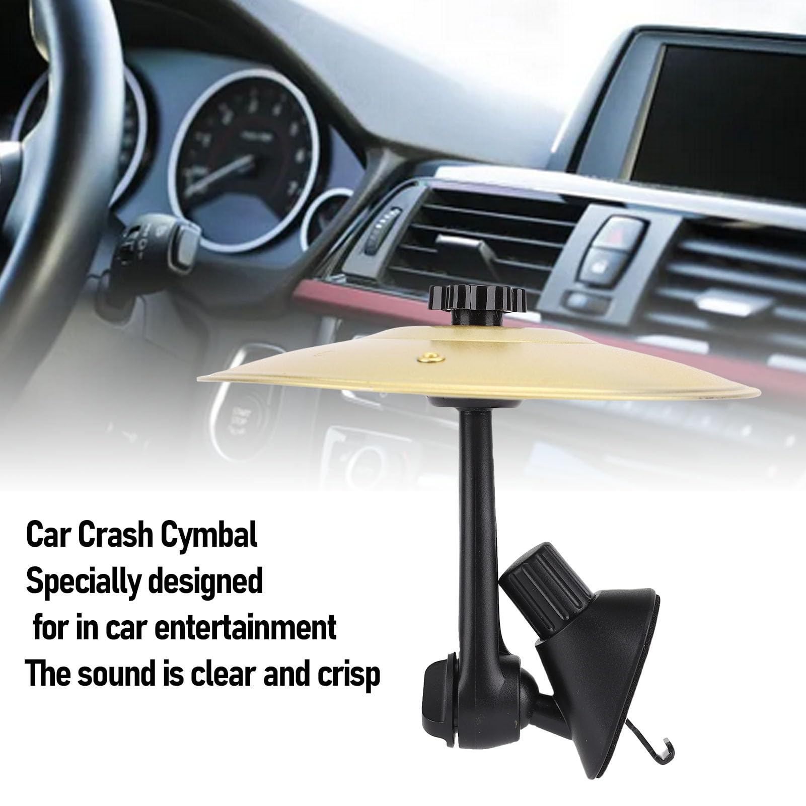 Decoration de Cymbales de L'accident de Voiture, Sound Clair et Croustillant à Volume élevé Amusant, Taille Compacte pour la Cymbale à Tambour de Ventilation de Voiture avec (GOLD)