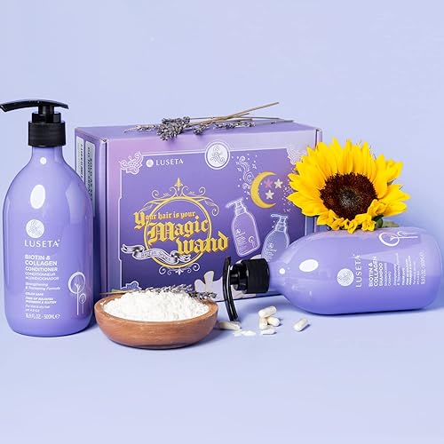Miniatura 2 de Luseta Biotin Hair Care Set - Champú y acondicionador (16.9 onzas cada uno), acondicionador sin enjuague (8.5 onzas), aceite para el cabello (3.38