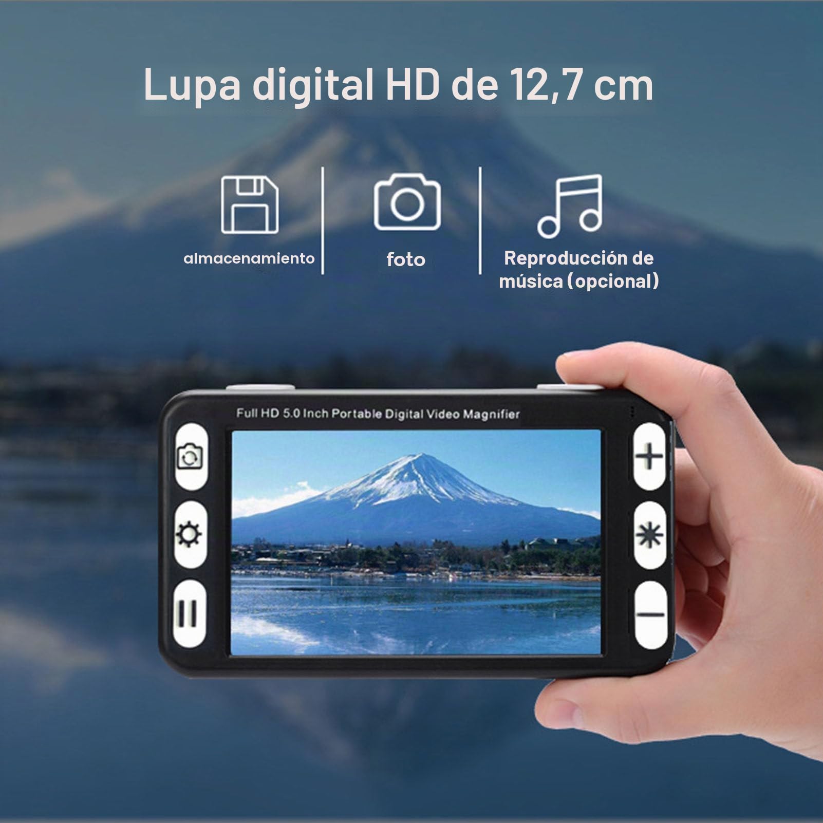 Lupa electrónica digital de 5 pulgadas, zoom de 2X-48X, lupa de video digital portátil, pantalla LCD, ayuda de video para personas con discapacidad visual, baja visión, daltonismo, ambliopía,Black