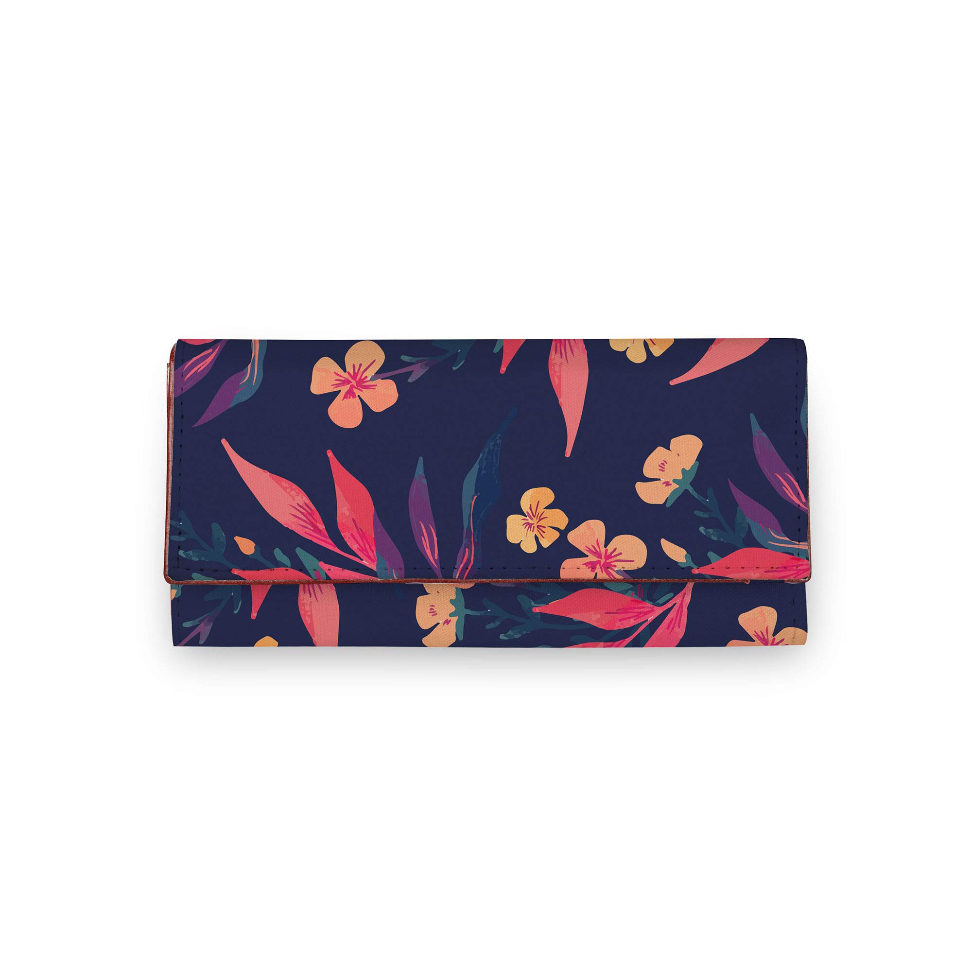 ShopMantra Blue Color Floral Pattern Artificial Leather Women Wallet|Clutch|Ladies Purse, Multicolor, Luggage