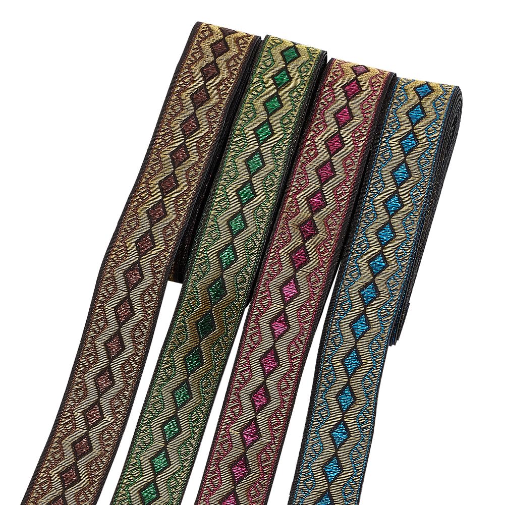 FINGERINSPIRE 14 M 4 Farben Jacquardband Borte Vintage Bestickte fingerinspire-14-m-4-farben-jacquardband-borte-vintage-bestickte