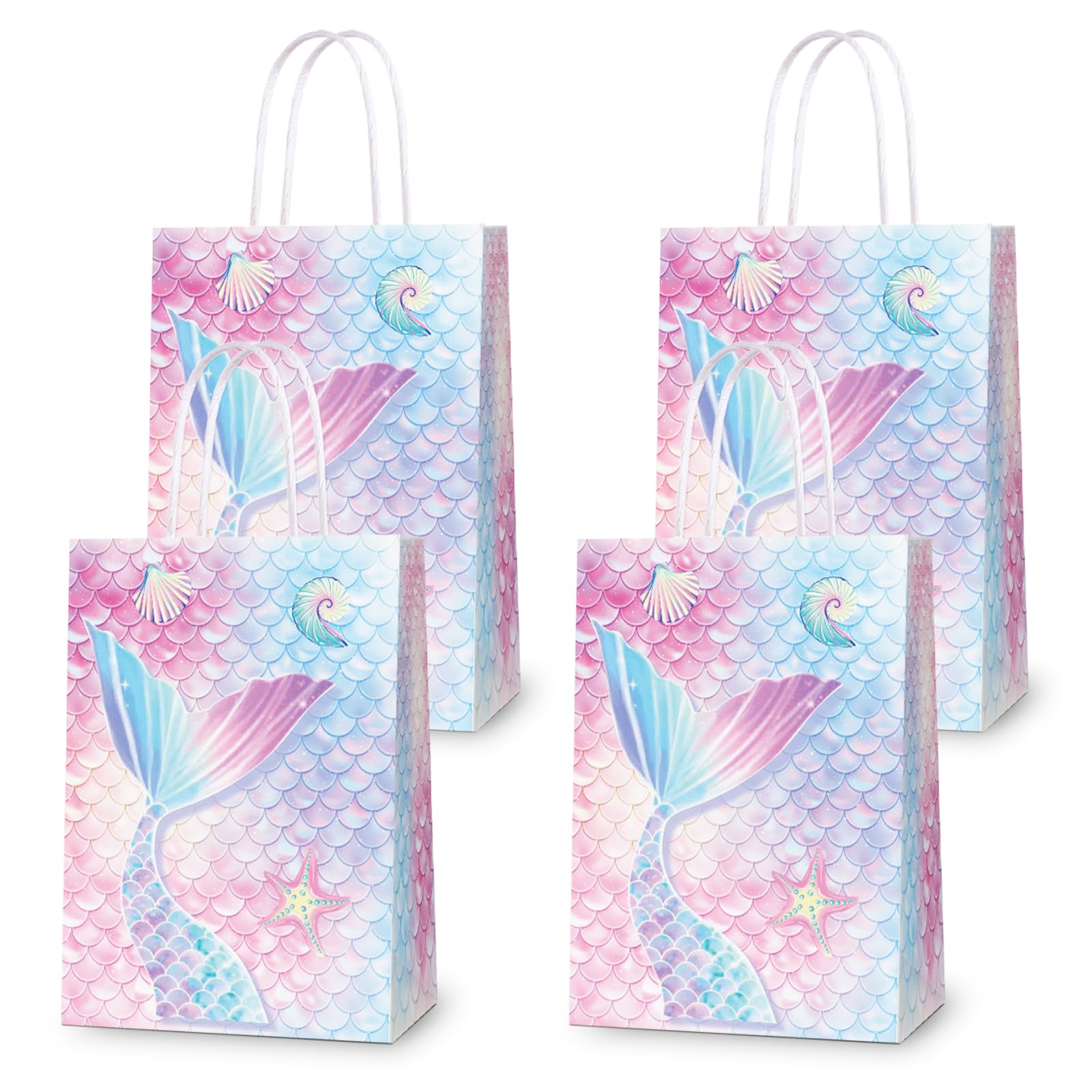 KERINGO 16 PCS Mermaid Party Decorations for Mermaid Print Party Favors Bags for Mermaid Themed Goodie Party Bags for Mermaid Print Gifts Bags for
