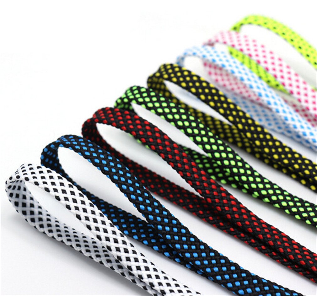 Boowhol Zweifarbige Flache Schnürsenkel Sportschuhe Schnürsenkel Schuhband für Kinder und Erwachsene Breit 0,8CM (100 CM, Schwarz rot) - 3