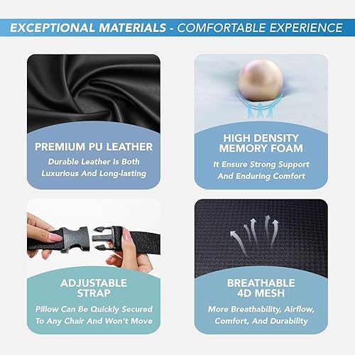 Miniatura 6 de Almohada de apoyo lumbar almohada lumbar de espuma viscoelástica para aliviar el dolor de espalda baja - Cojín de respaldo de coche para conducir -