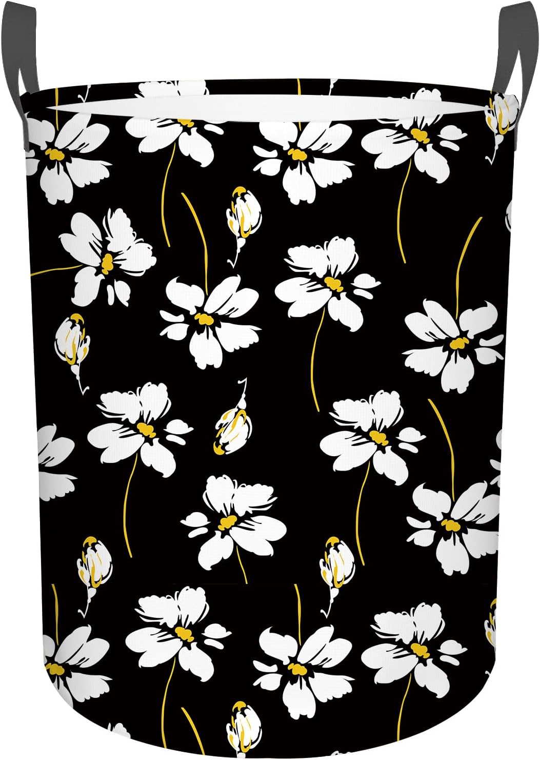 Abstract Daisy Floral Laundry Basket,Foldable Oxford Cloth Funny Tote Bag Laundry Hamper Clothes Storage Bucket Toy Organizer For Bathroom Laundry Storage Bedroom 18.9x16.5