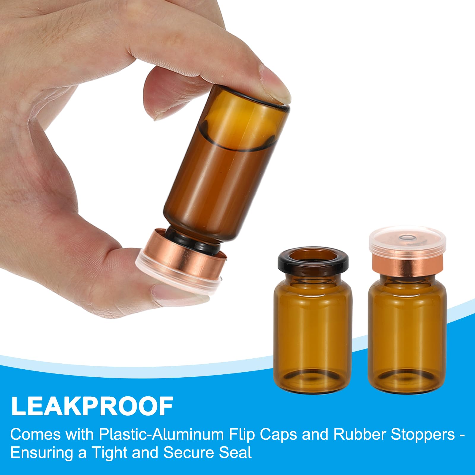 PATIKIL 12pz 7ml Fiale Esemplare in Vetro Borosilicato Ambra con Tappo Plastica Alluminio e Tappo in Gomma per Conservazione Solidi Liquidi Polveri Laboratorio, Tono Oro