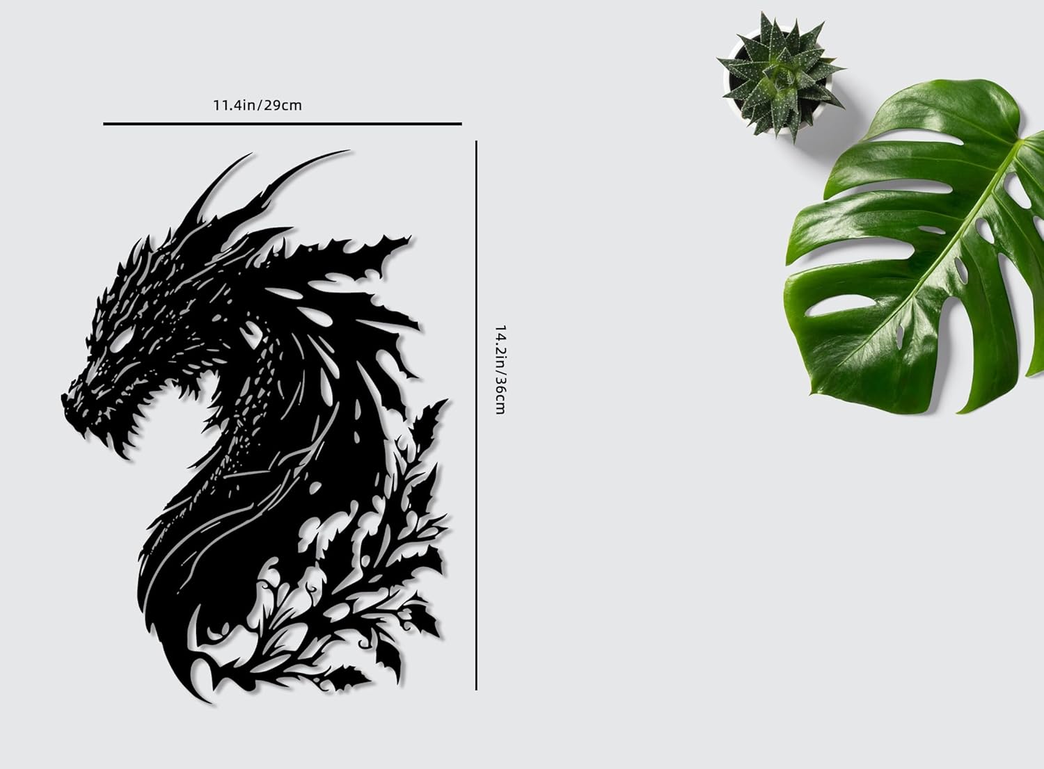 Dragon Metal Wall Art Medieval Decor Fantasy Decorations for Living Room Bedroom Office Man Cave Decor for Men Dragon Lover's Gifts (14.2 In X 11.4 In Black） - Image 2