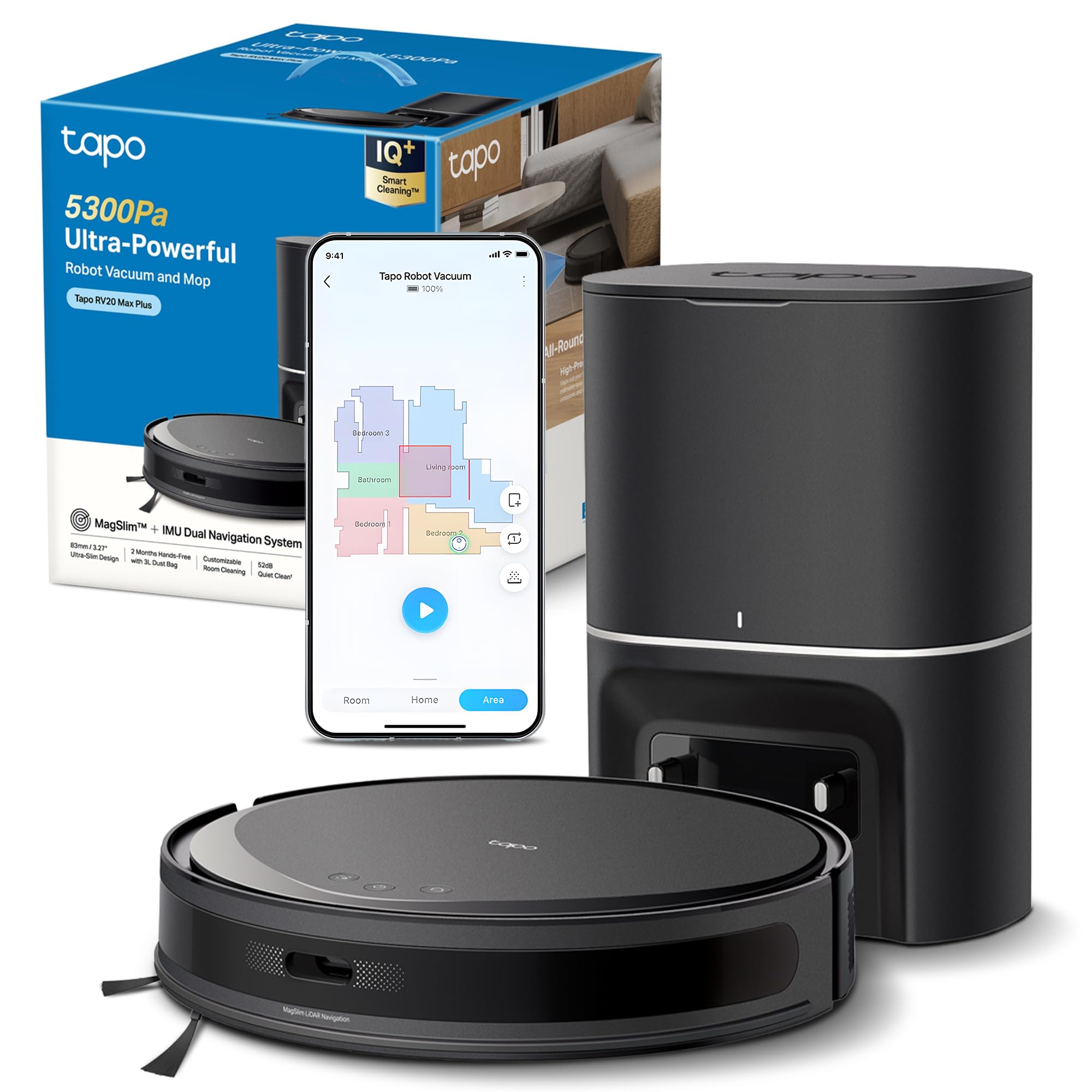 Tapo RV20 Max Plus 5300Pa Suction Robot Vacuum Cleaner with Mop