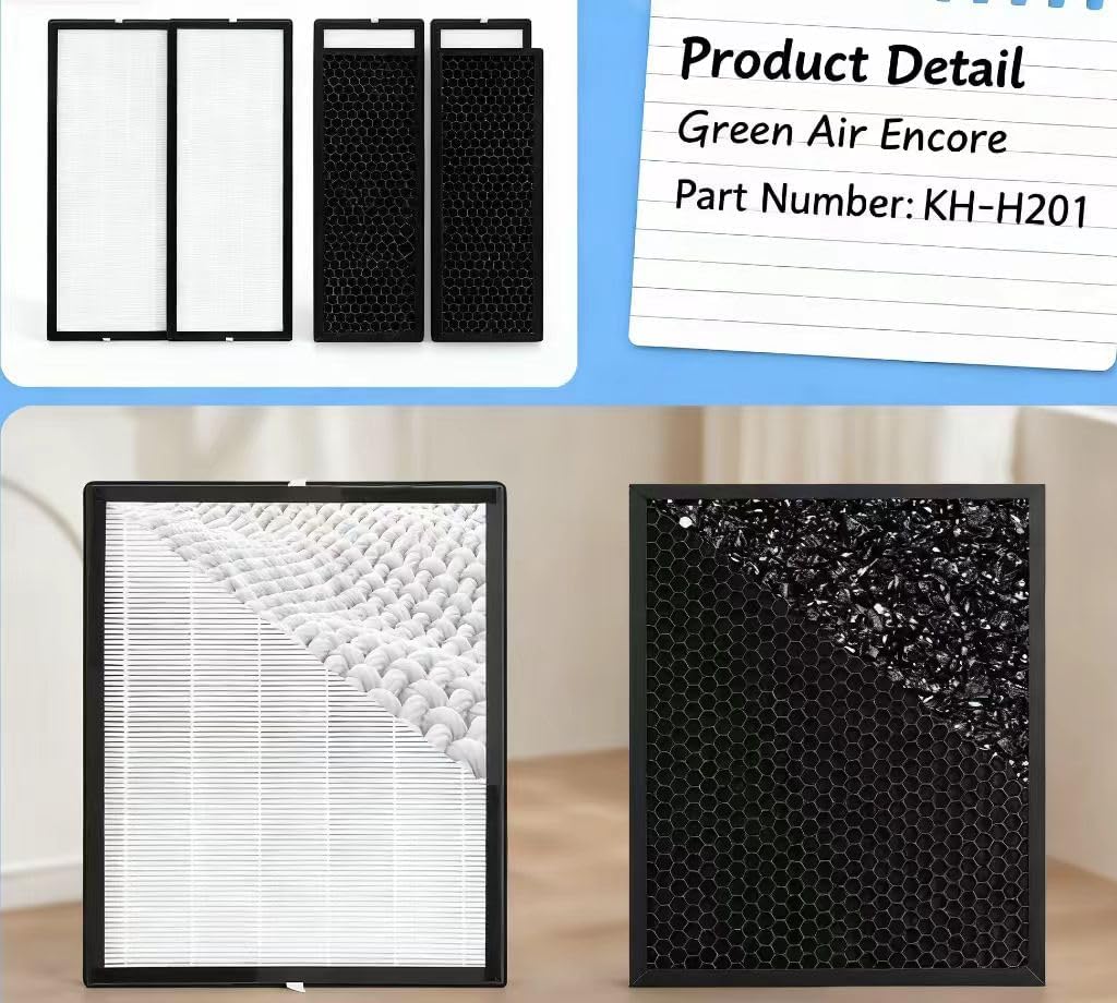 Compatible Replacement Filter for Green Air Encore Air Purifier, Part No. KH-H201, 2-Pack (2 H13 True HEPA + 2 Activated Carbon Filters) - Image 3