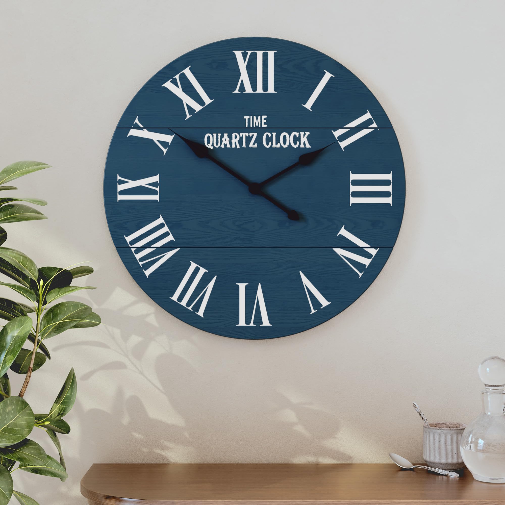 Reloj de Pared silencioso 60 cm Redondo Decorativo Moderno para Cocina, Sala de Estar, Oficina, Azul