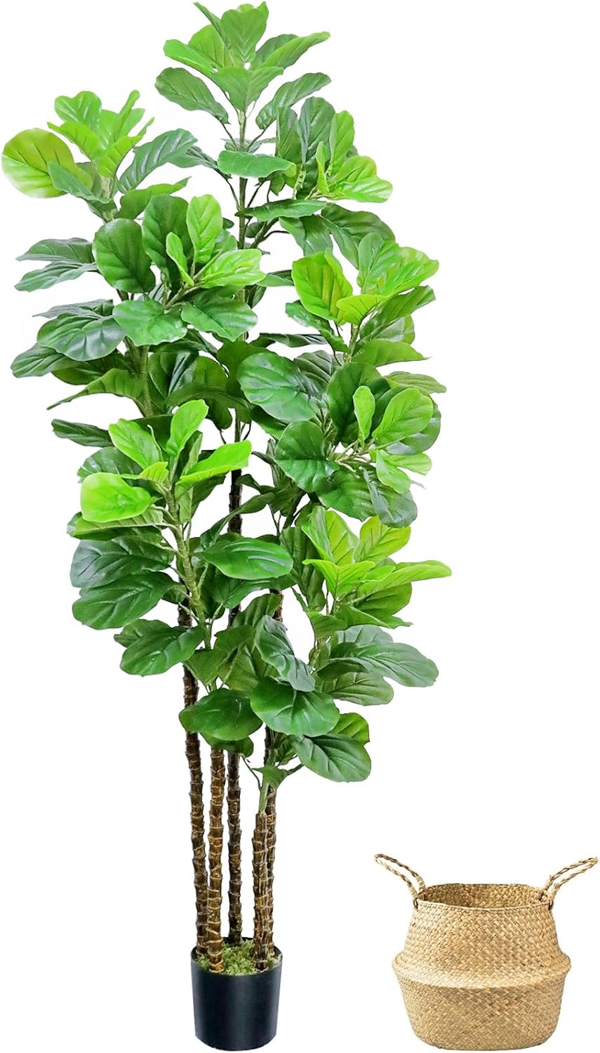 8ft Artificial Phoenix Palm Tree 3 Trunks UV Resistant Fake Palm Plants Outdoor Indoor Large Faux Coconut Silk Palm Plants Tropical Fake Tree for Outside Porch Patio Garden Home Office Decor (96inch)