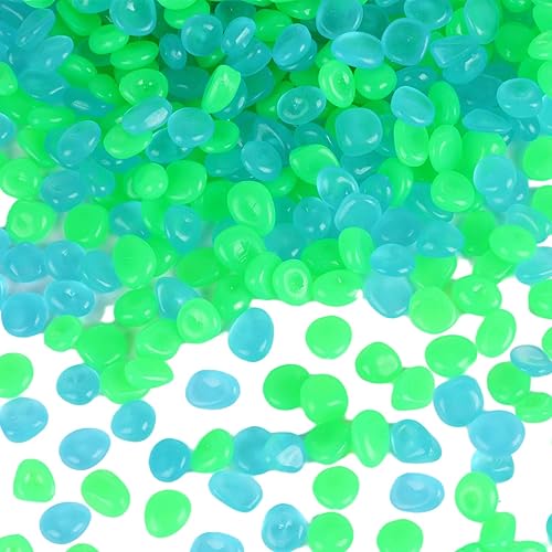 Miniatura 8 de 900 piedras que brillan en la oscuridad para decoración al aire libre, piedras pequeñas luminosas para interiores y exteriores, para jardín, pecera,