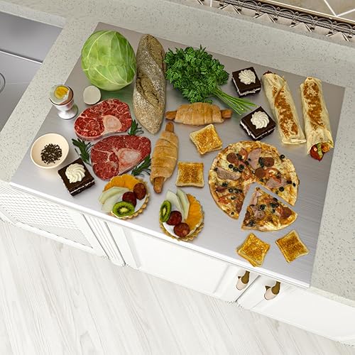 KORVOS Tabla de cortar de acero inoxidable 304, tablas de cortar de acero inoxidable de gran tamaño de 23.6" x 19.6" para cocina, tablas de cortar