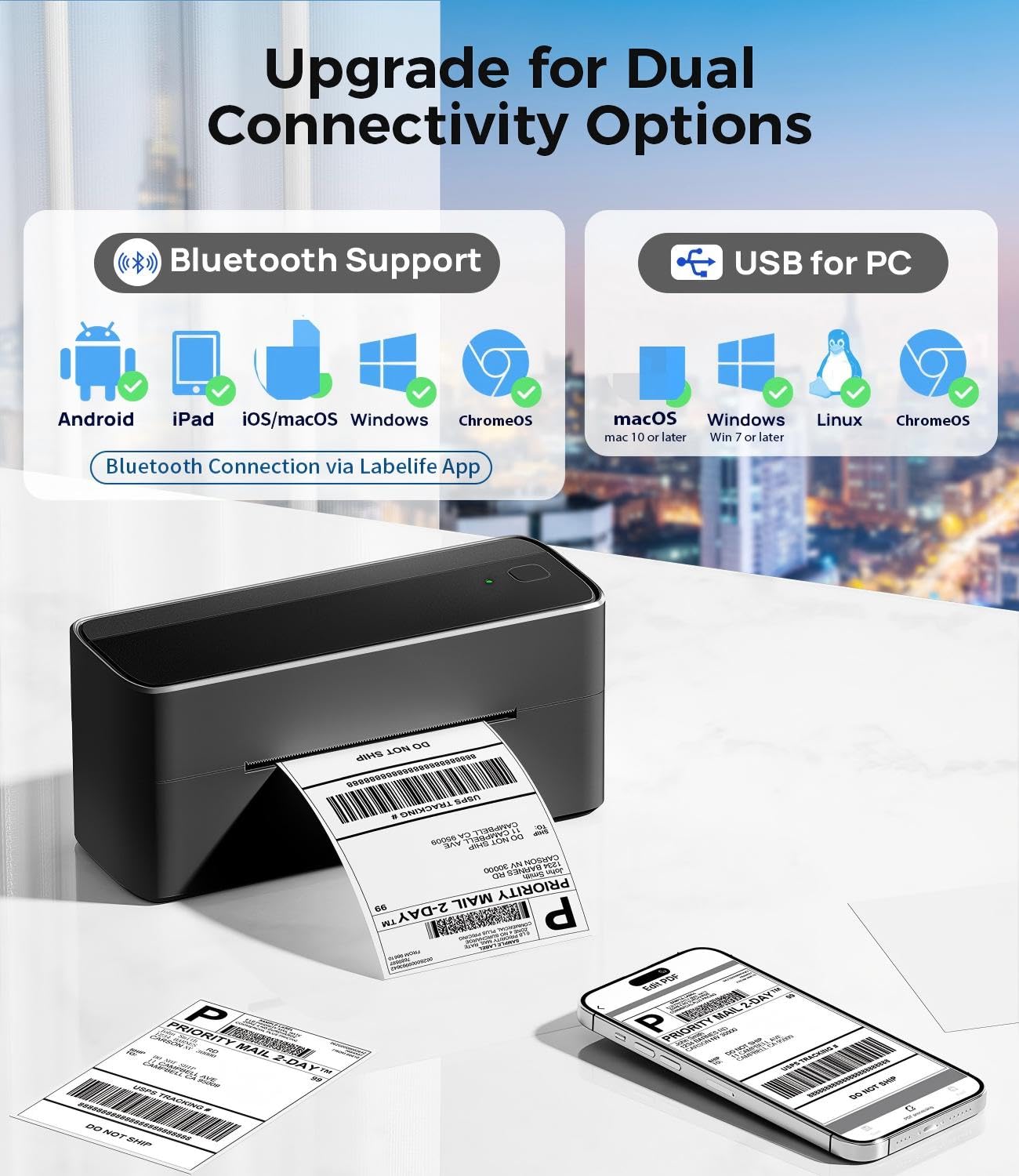 Phomemo Stampante per etichette Bluetooth, stampante termica DHL 4 x 6, etichettatrice Bluetooth Label Printer per codice a barre, Amazon, Etsy, Shopify, DHL, FedEx