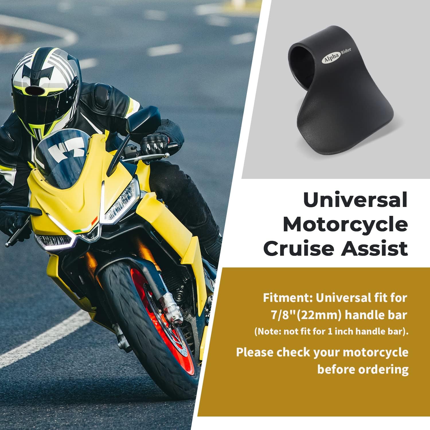 Alpha Rider Cruise Throttle Assist For 7/8" Handlebar Universal Motorcycle Throttle Mounted Assist Oil Control For Street Bike Sport Off Road Scooter Naked ATV 22MM Handlebar