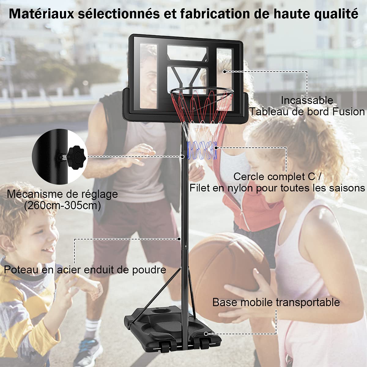 GOPLUS 3 en 1 Panier de Basket Enfant avec 5 Niveaux de Hauteur AjustableInclus Basketball,Football et Golf,Jaune - Sport