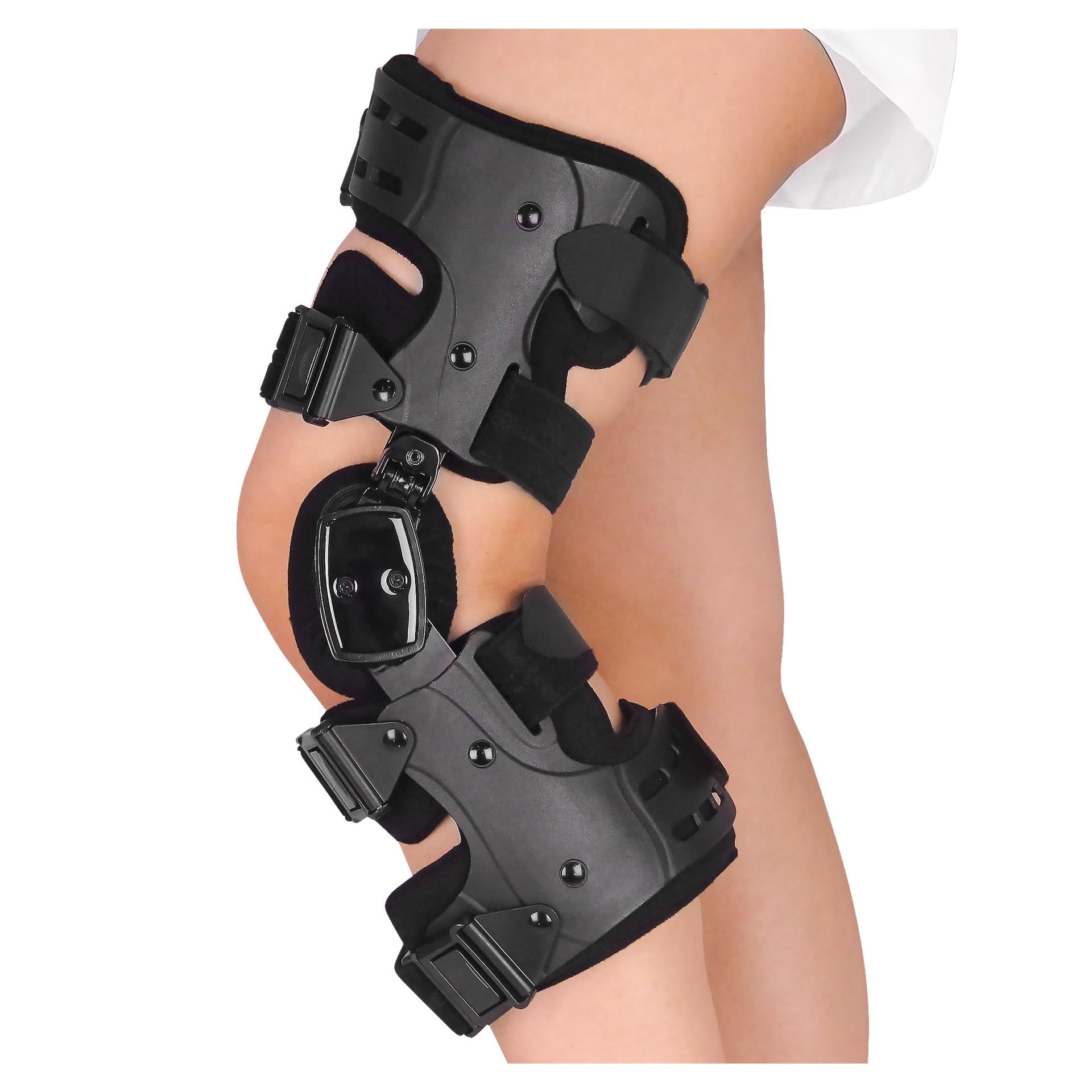 Tutore Ginocchio Regolabile Post-Operatorio - Stabilizzatore Varismo Valgismo con Bloccaggio Angoli (0-90°) per Sport e Vita Quotidiana - Taglia Unica Traspirante