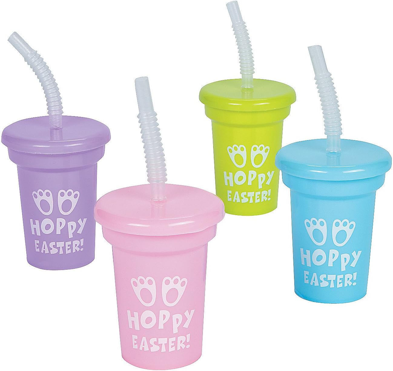 Easter Mini Cups with Lids & Straws Health & Household
