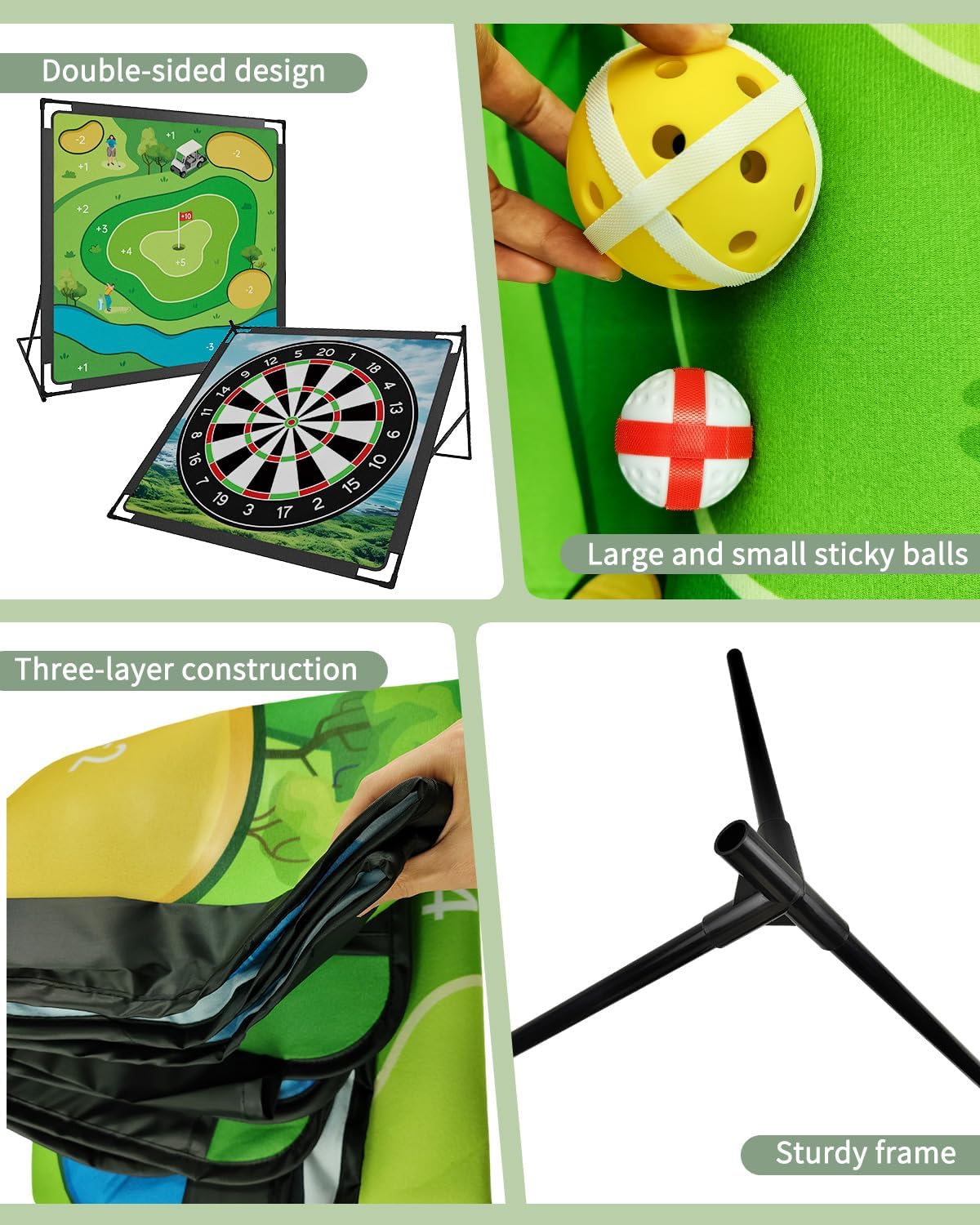 Golf Chipping Game with 6 Large + 30 Small Sticky Balls, Large Dual-Sided Sticky Golf Pro Battle Mat, Portable Practice Game for Dads and Junior Golfers - Indoor and Outdoor (No Club)