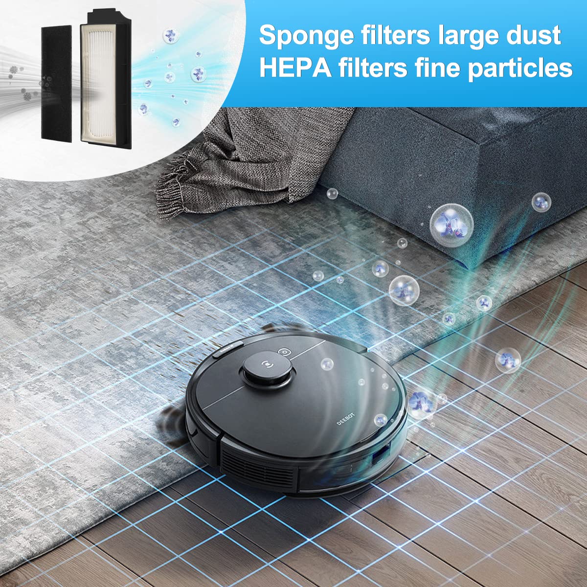 Kit Accessoires Complet Pour Ecovacs Deebot X1 Omni - 2 Brosse Principale, 4 Filtres HEPA, 4 Sacs, 4 Serpillères, 4 Brosse Latérale