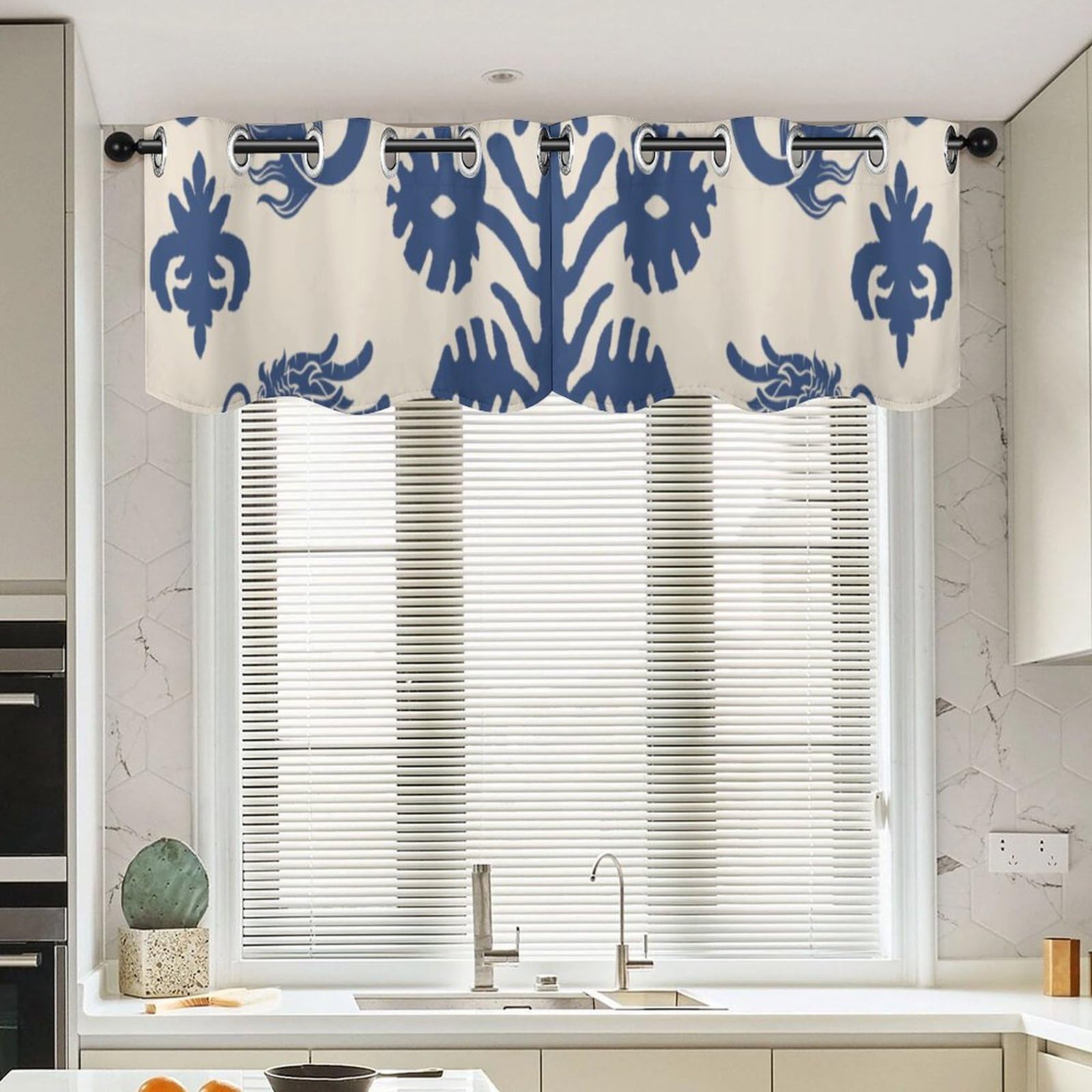 Cenefas rústicas para cocina de dragón azul Regalia, pack de 2 cortinas de 52 x 18 pulgadas 1