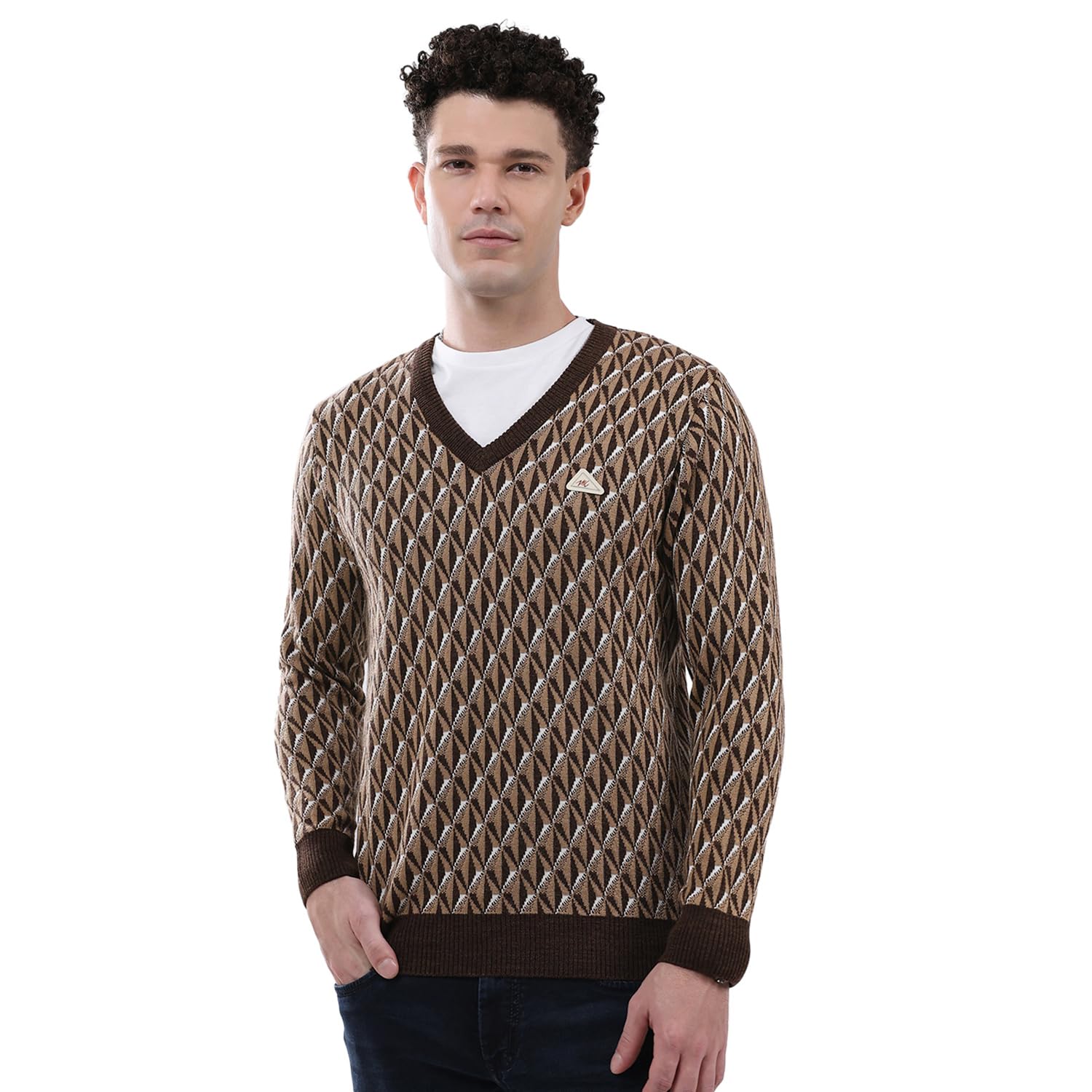 monte carlo Men's Regular Fit Pullover | Self Design Pattern | Pull On Closure with Full Sleeve V Neck Winter Pullover for Men's-picture-30