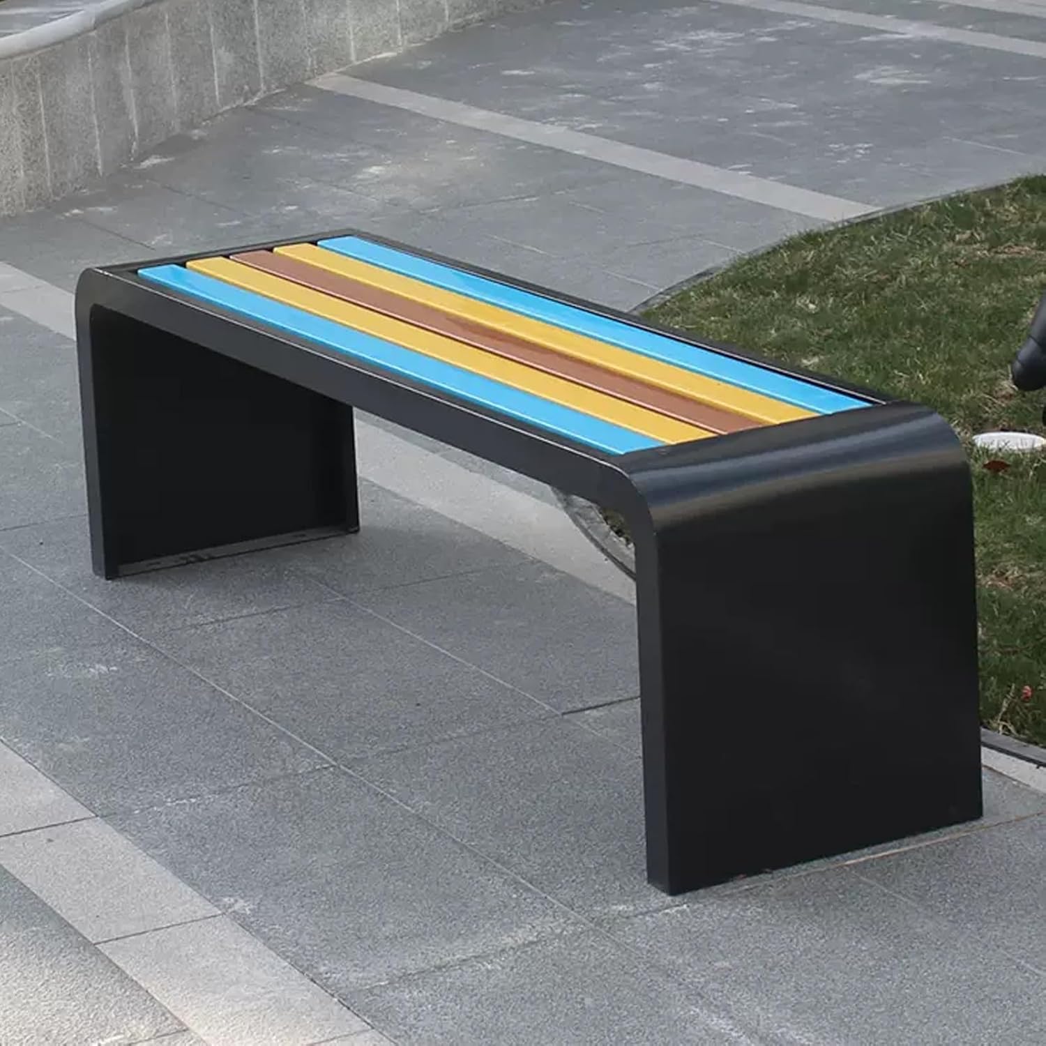 Outdoor Bench, 2-3 Person Plastic Wood Facing Garden Bench, Large Bench for Patio Porch Poolside Balcony, Outdoors & Indoors Decor Furniture(White,47x15.7x17.7in)