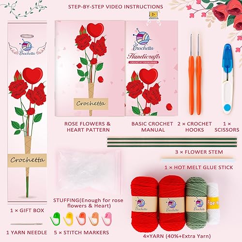 Miniatura 2 de Kit de ganchillo para principiantes, kits de inicio de ganchillo Crochetta con tutoriales en video paso a paso, kit de animales de aprendizaje para