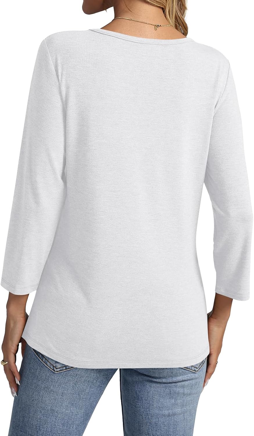 Women's 3/4 Sleeve Shirts V Neck Summer Tops Casual Tunics Tops Basic Tees Blouse Loose Fit - Image 5