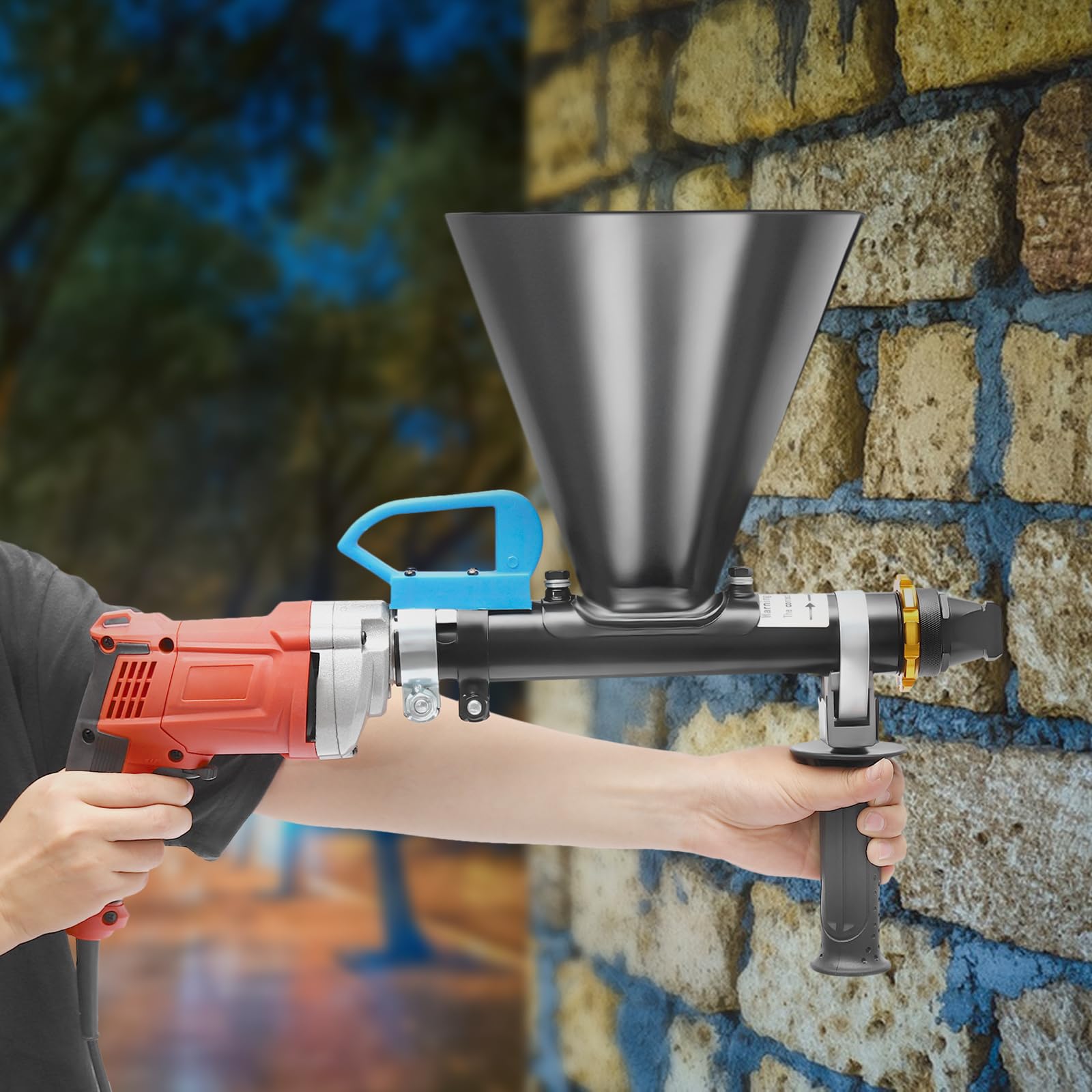 Pistola eléctrica para mortero, 700 W, 220 V, prensa de mortero de acero inoxidable con boquillas planas y redondas, engrasador, pistola de juntas para mortero, pared, suelo, juntas de mortero, muro