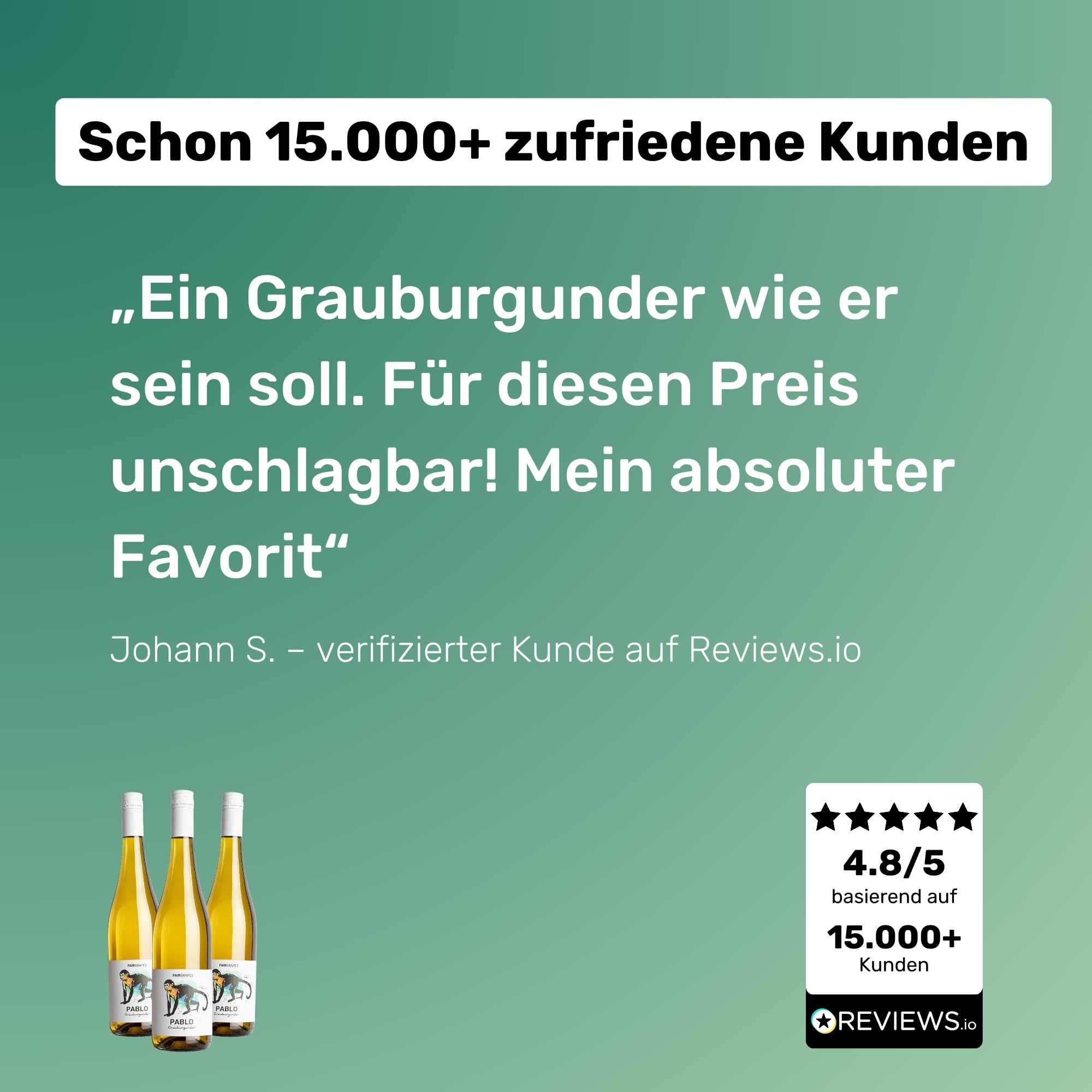 FairGrapes Grauburgunder »Pablo« Weißwein Trocken | 90 Punkte Falstaff | Best Buy | Aprikose & Birne | Vegan | Geschenkidee (3 x 0.75 l)