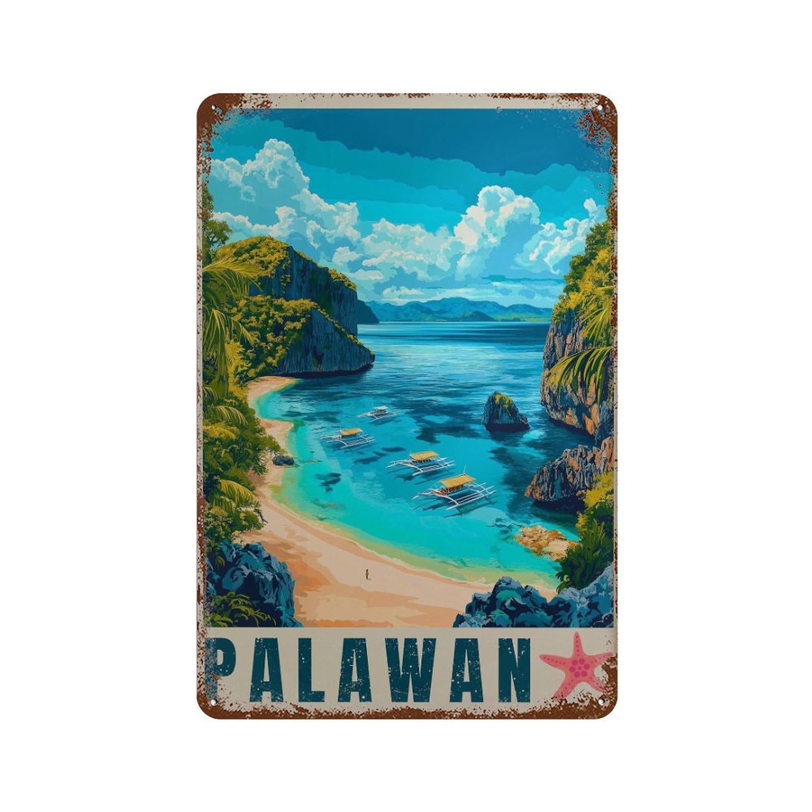 xiaoxiaoshen Palawan Travel Philippines Tropical Island Wall Decor Art Metal Tin Poster Modern Home Decor Art Home Bar Shop Decorations Vintage Sign 30x20cm