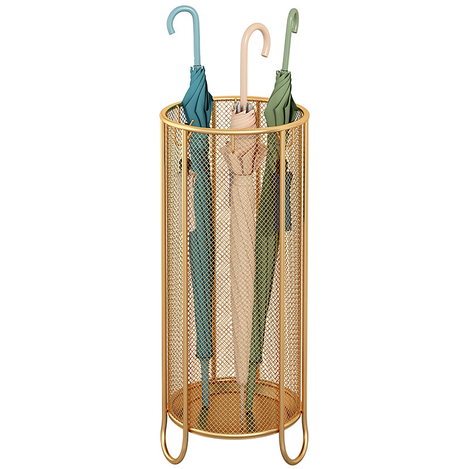 sdSDGrw umbrella stand, With Drip Tray & Hooks - for Entryway, Home, Office, & Hotel Indoor Storage Solution(Golden,10.0x21.7in)