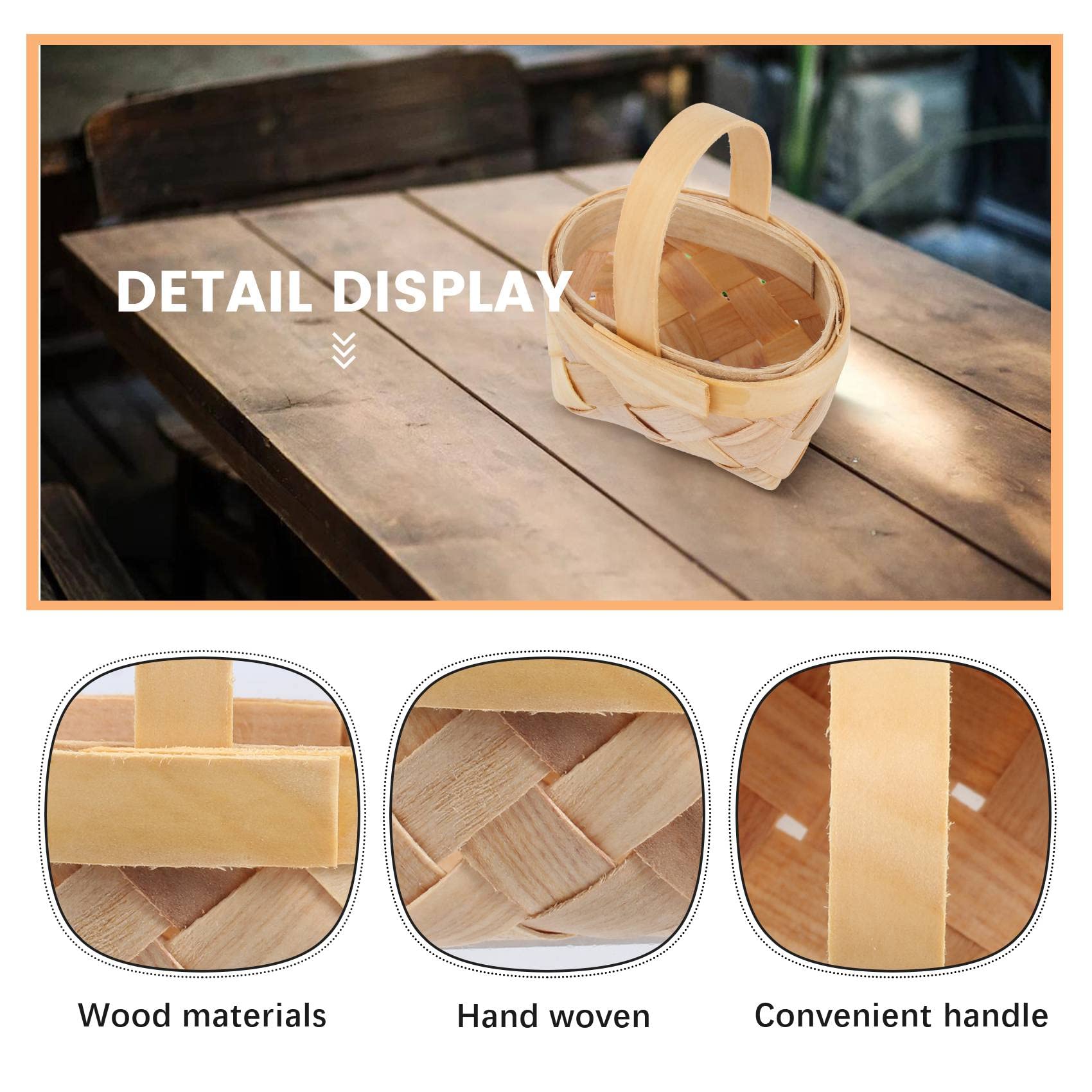 Srutueo 4Pcs Mini Woven Basket with Handle Wedding Flower Girl Basket Flower Candy Chocolate Gift Box Wedding Party Gift