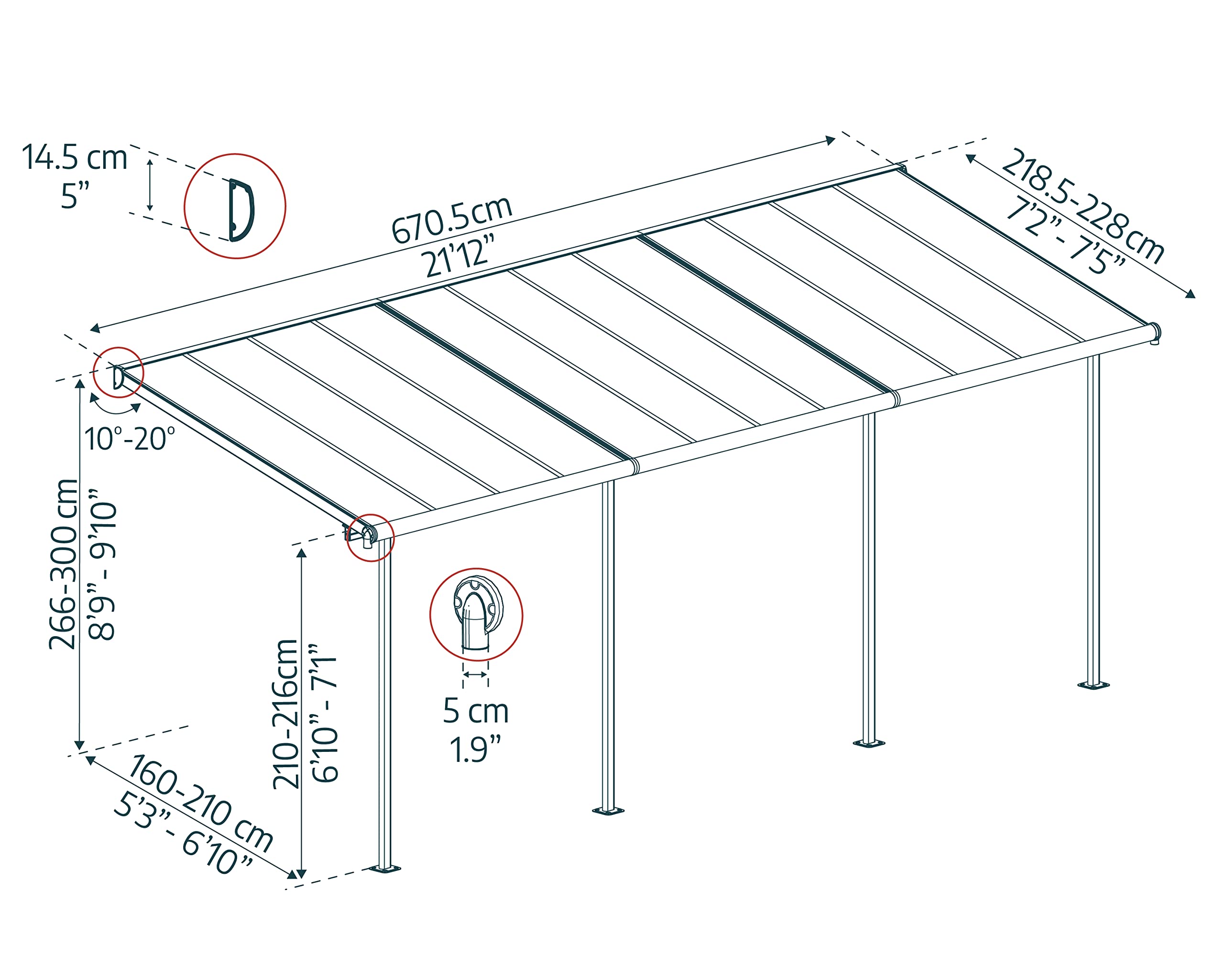 Canopia by Palram Pergola Sierra 15 m² en Aluminium Et Polycarbonate, Moderne & Élégante, pour Couvrir Une Terrasse Toute L’année (Blanc)
