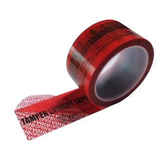 TamperSeals Group - 1 Roll 100% Total Transfer Tamper Evident Security Seal Tape 50mm x 50m x 2mil, Ultra-Thick Void Film, Red