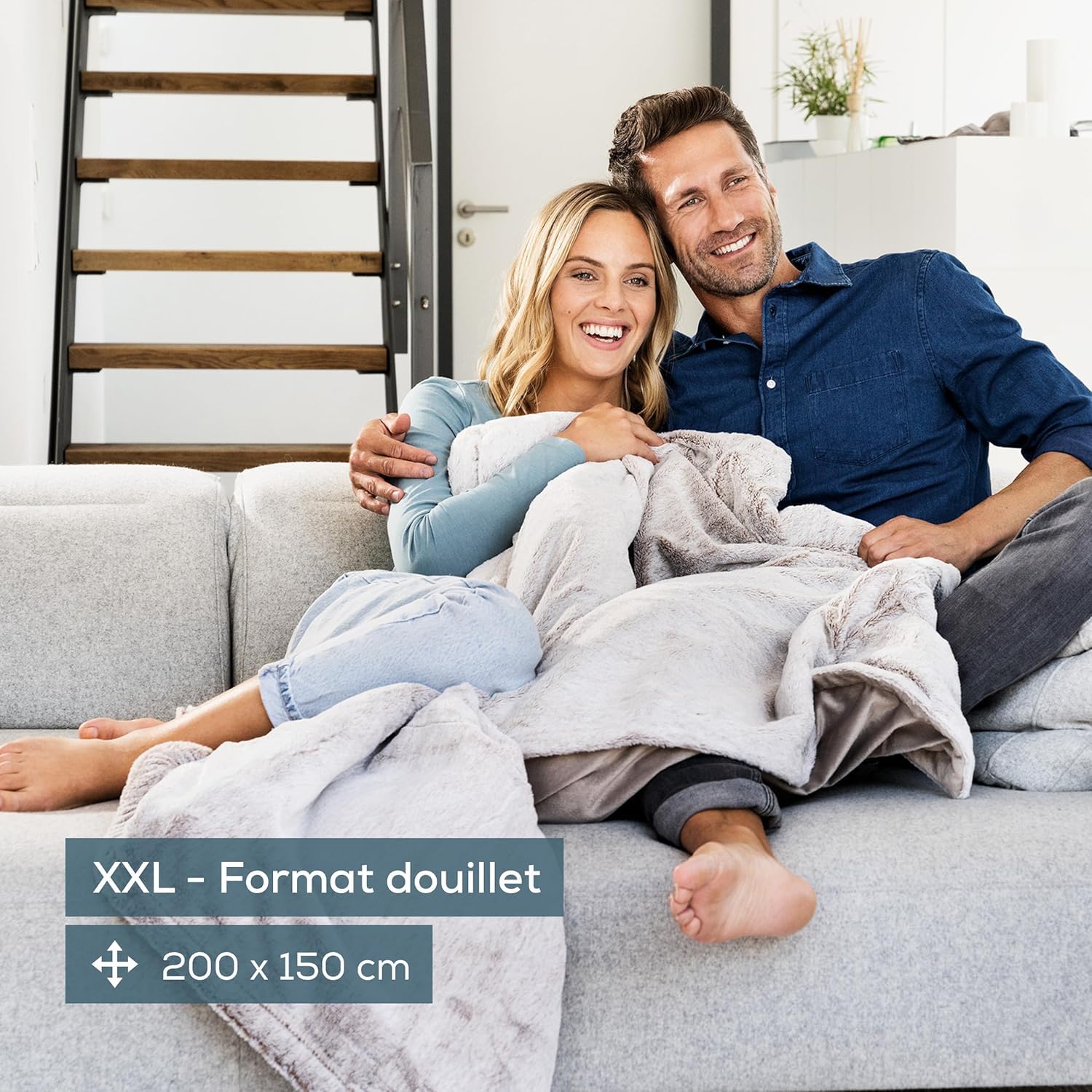 Beurer HD 150 XXL Nordic couverture chauffante électrique avec arrêt automatique, 200 x 150 cm, 6 réglages de température, lavable en machine, couverture confortable en apparence de fourrure