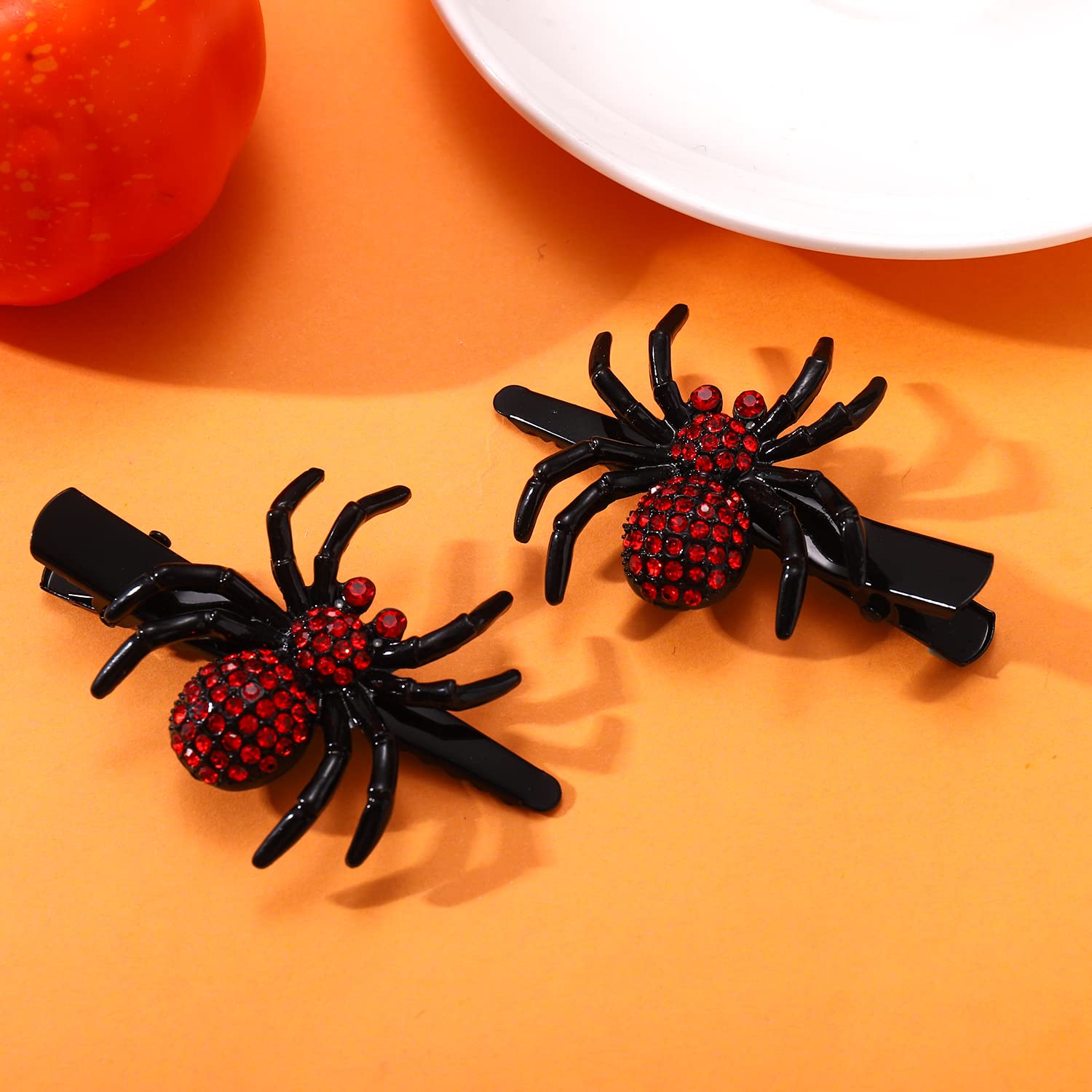 Halloween Hair Clips Gothic Spider Hairpins for Women Crystal Spider Alligator Duckbill Barrette Halloween Party Cosplay Hair Accessory image 5