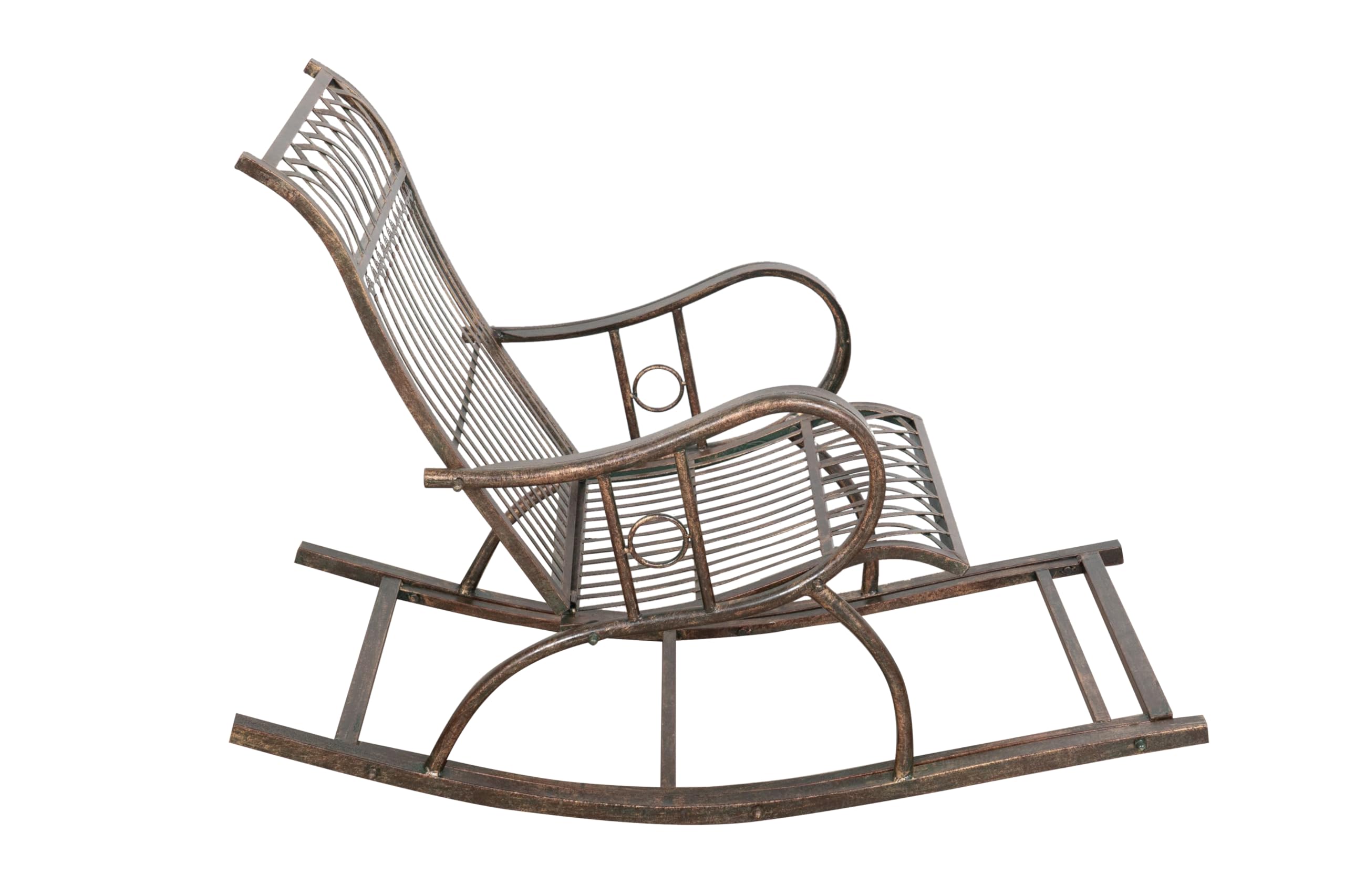 Biscottini Fauteuil à Bascule en Fer forgé Finition Rouille patinée L127XPR64xH90 cm