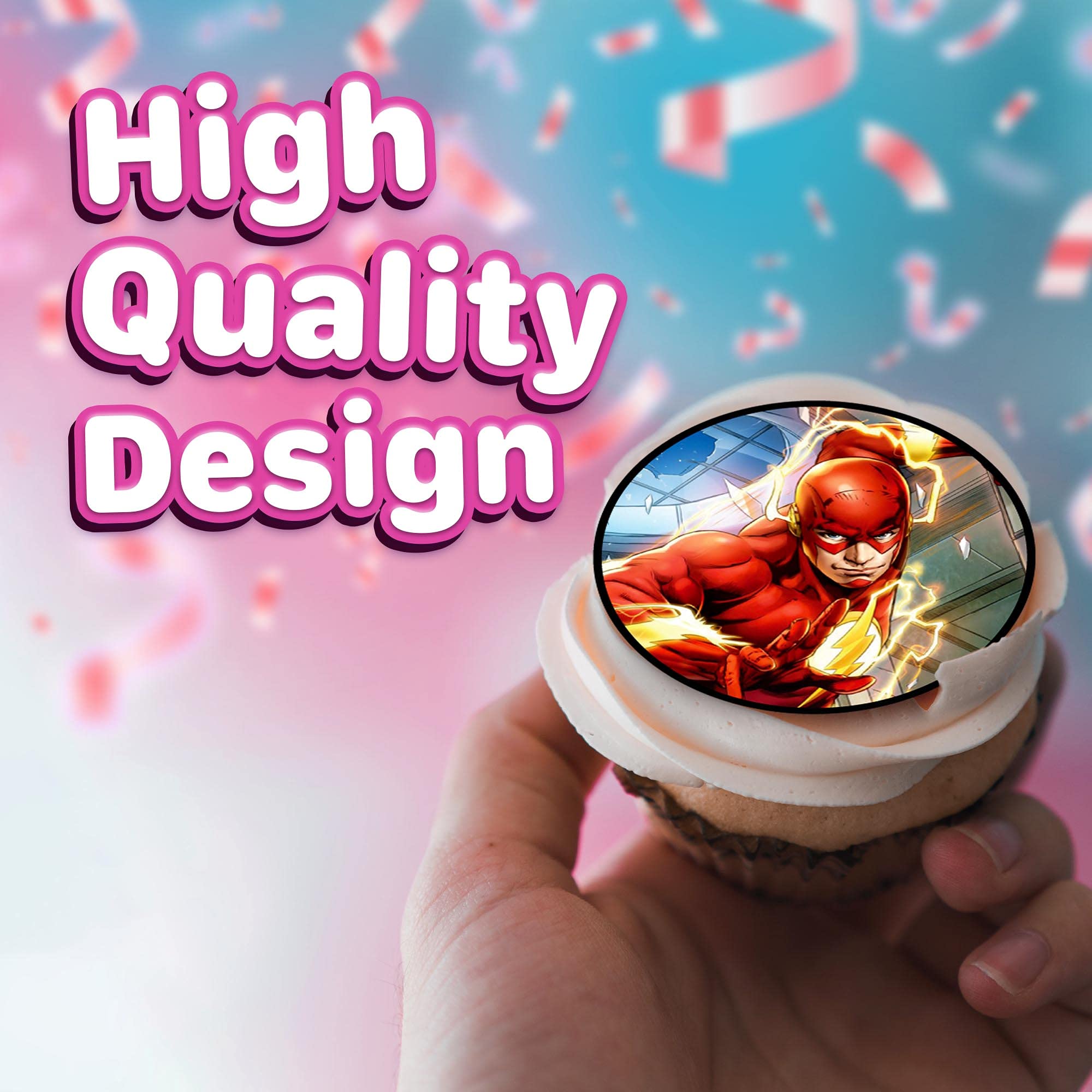 Buy 30 X Edible Cupcake Toppers Themed Of Flash Party DC Collection Of buy-30-x-edible-cupcake-toppers-themed-of-flash-party-dc-collection-of