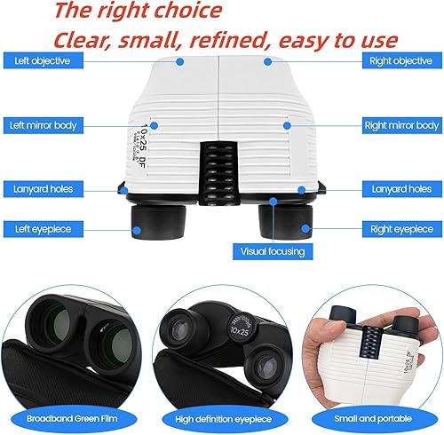 Miniatura 3 de Prismáticos de enfoque automático para adultos  Binoculares para observación de aves HD impermeables  Prismáticos de visión con poca luz de 10 x 25