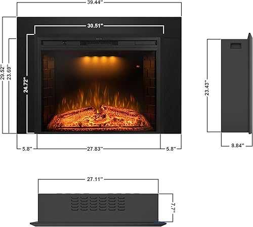Vista 2 de Insertos de chimenea eléctrica de 30 pulgadas con kit de molduras