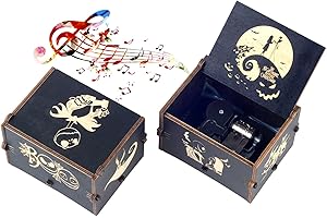 Kcikn Engraved Christmas Windup Music Box Nightmare, Playing Melody This is Halloween